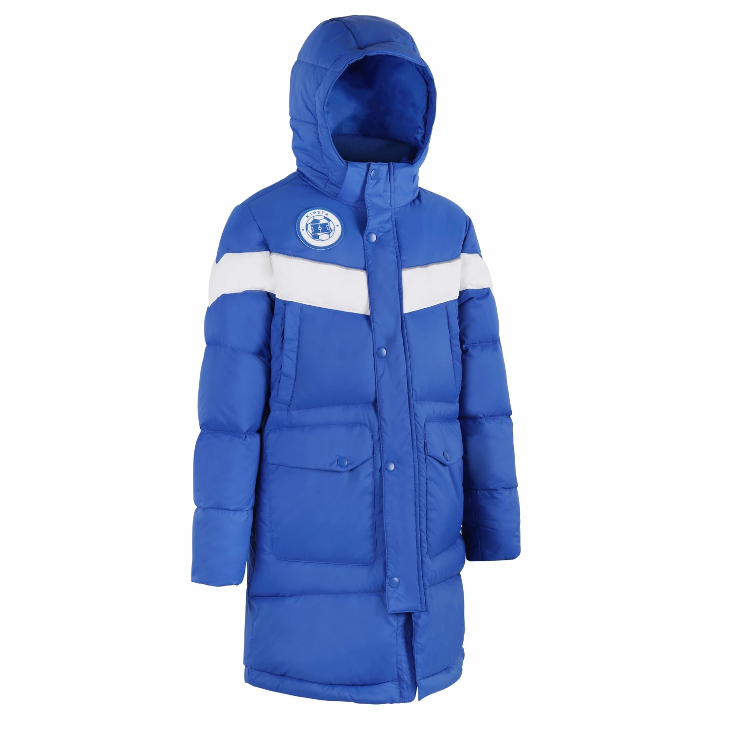 KIPSTA Junior's Teamsports Long Jacket 500CN Royal blue/Magnolia 2 KIPSTA Junior's Teamsports Long Jacket 500CN Royal blue/Magnolia - Image 2