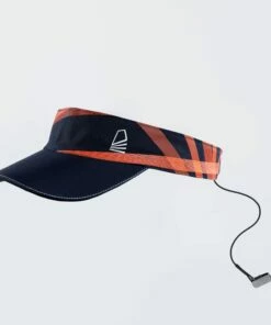 TRIBORD Men's, Women's, Kids' Unisex Sailing Visor Sailing 500 Asphalt blue/BLACK/Fluo blood orange