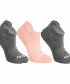 Artengo Kids Online Store 28 ARTENGO Kids' Low Tennis Socks RS 160 Tri-Pack Fluo pale peach/Snow white/Pale mint