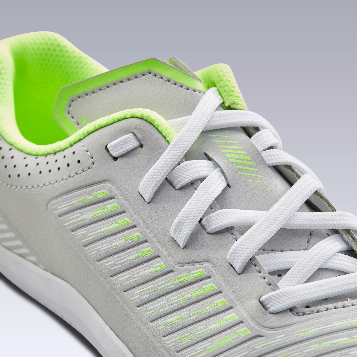 KIPSTA Kids' Futsal Shoes Ginka 500 Pale grey/Fluo lime yellow 9 KIPSTA Kids' Futsal Shoes Ginka 500 Pale grey/Fluo lime yellow - Image 9