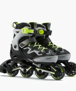 OXELO Fit 3 Kids' Inline Skates (4 Adjustable Sizes) Fluo lime yellow -Artengo Kids Online Store kbe53747c7494eb2fc97bcc60ed79b088