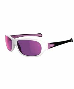 QUECHUA Kids' Hiking Sunglasses MH T500 Ages 6-10 PURPLE/Snow white/Charcoal grey