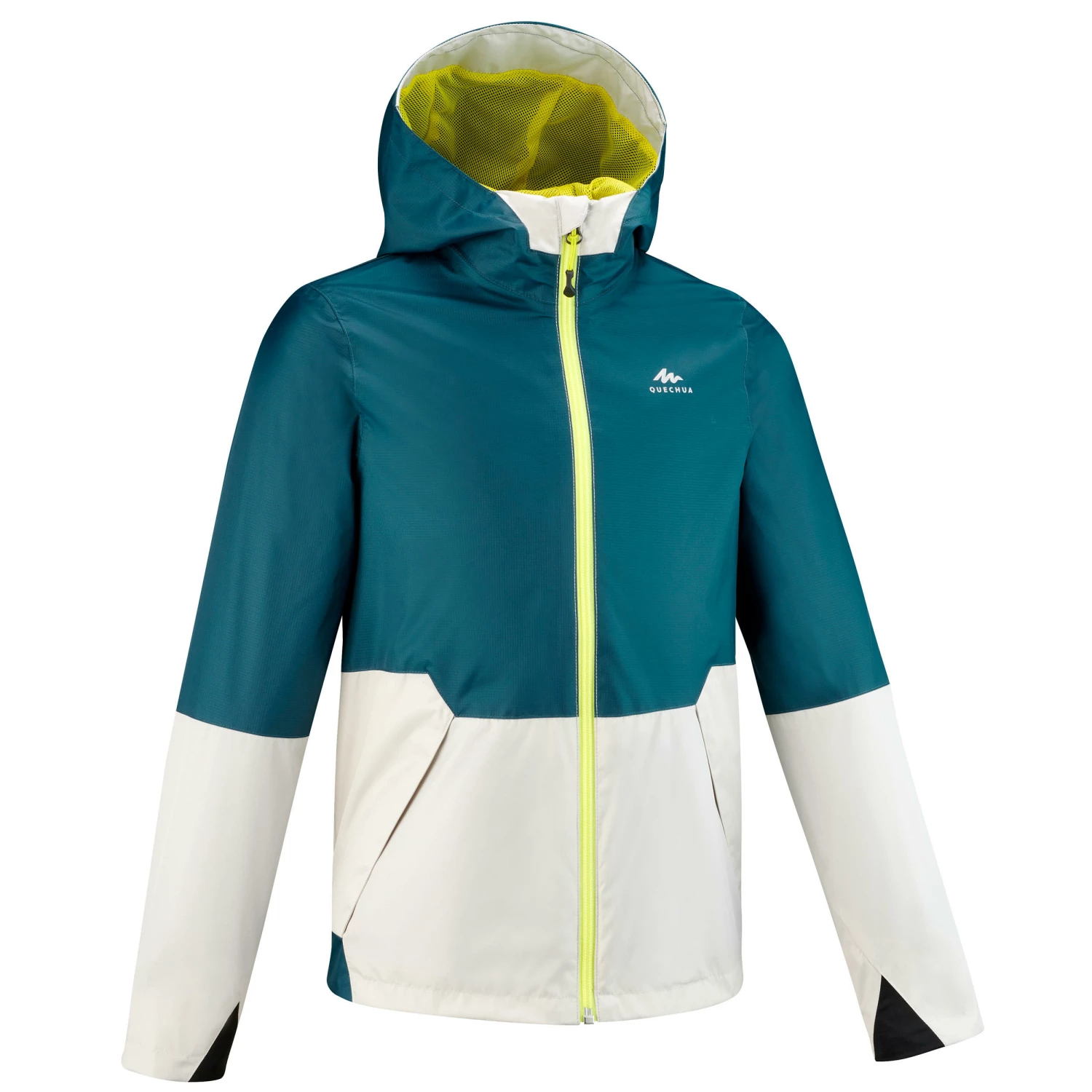 QUECHUA Kids Waterproof Hiking Jacket Dark petrol blue/Putty 1 QUECHUA Kids Waterproof Hiking Jacket Dark petrol blue/Putty