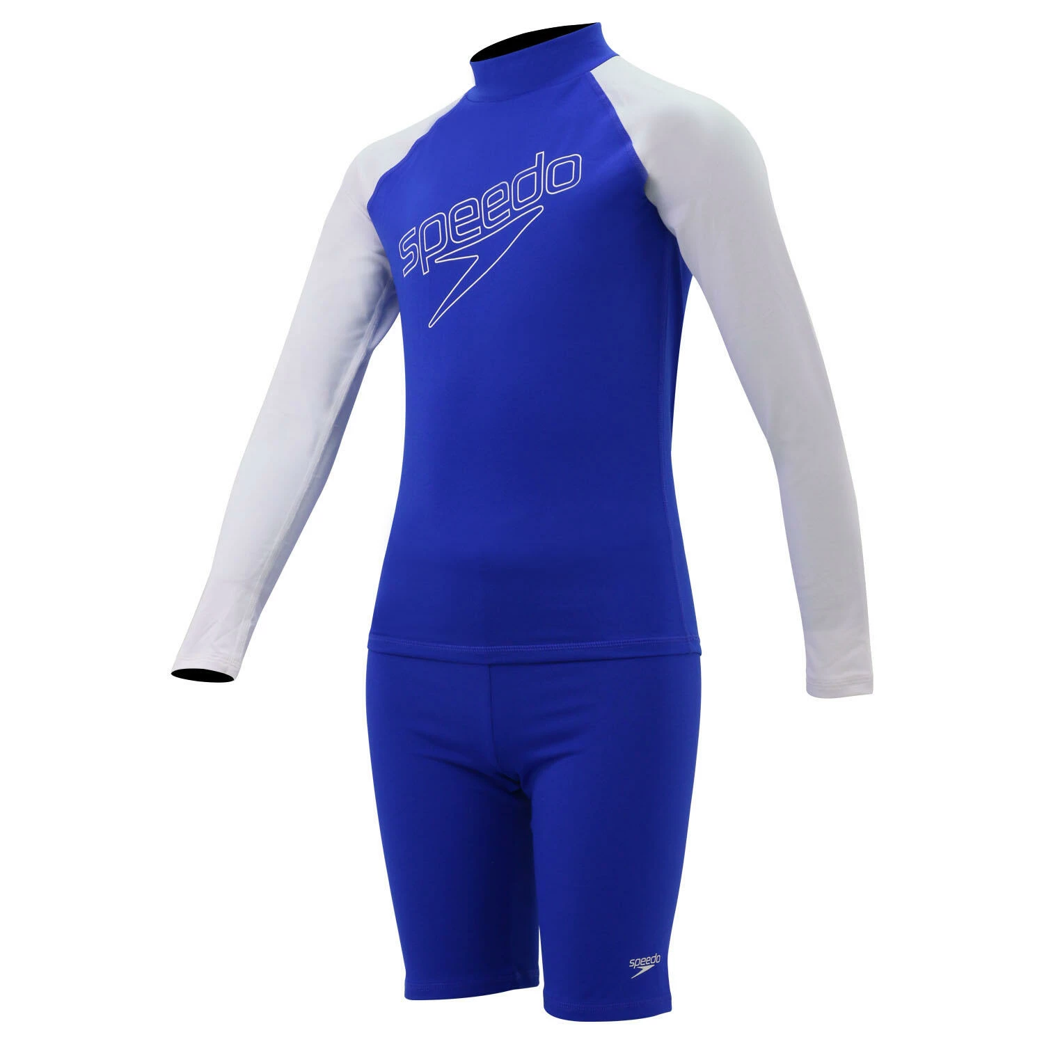 SPEEDO ESSENTIAL JUNIOR (AGED 8-14) LONG SLEEVE RASHGUARD WITH JAMMER SET BLUE 1 SPEEDO ESSENTIAL JUNIOR (AGED 8-14) LONG SLEEVE RASHGUARD WITH JAMMER SET BLUE