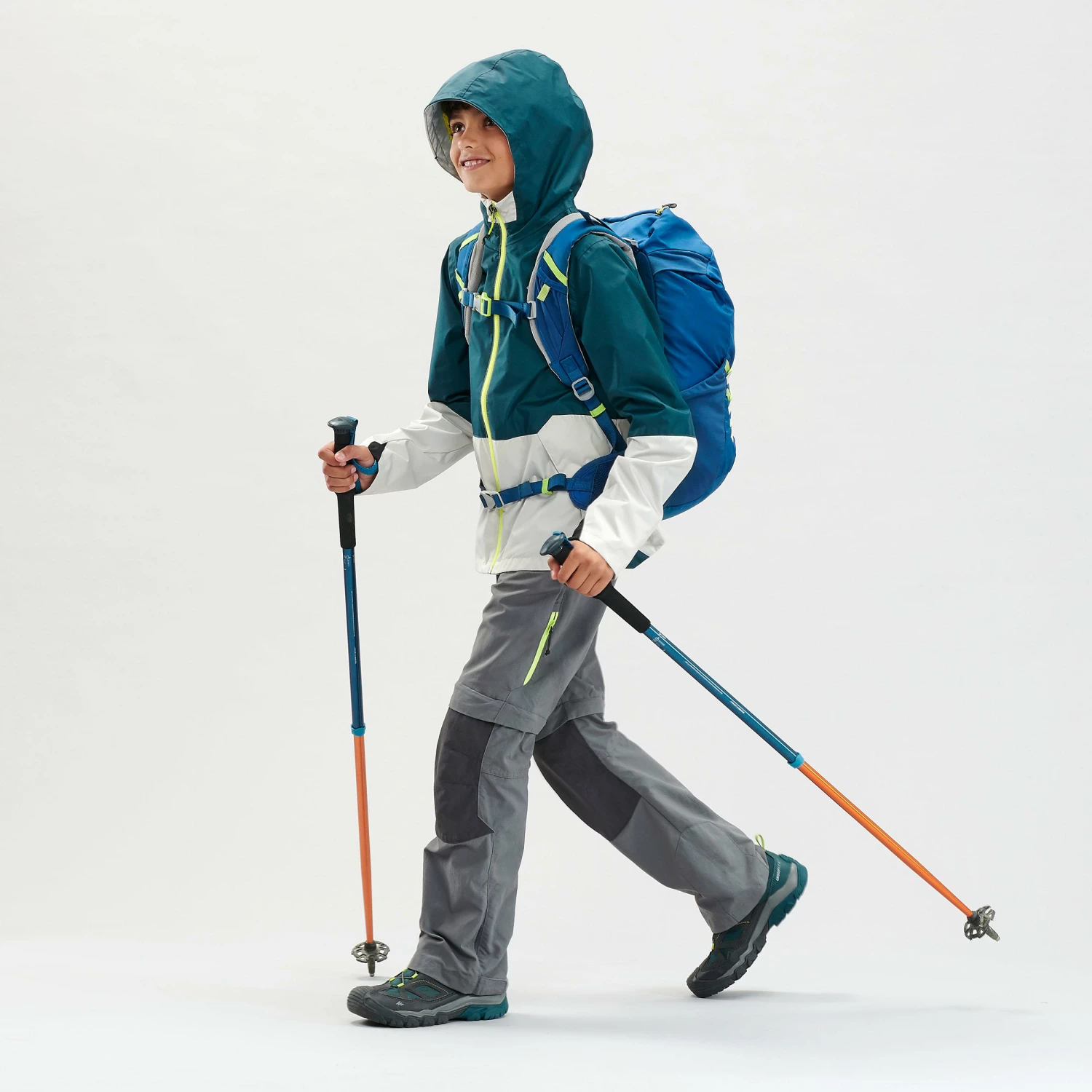 QUECHUA Kids Waterproof Hiking Jacket Dark petrol blue/Putty 4 QUECHUA Kids Waterproof Hiking Jacket Dark petrol blue/Putty - Image 4