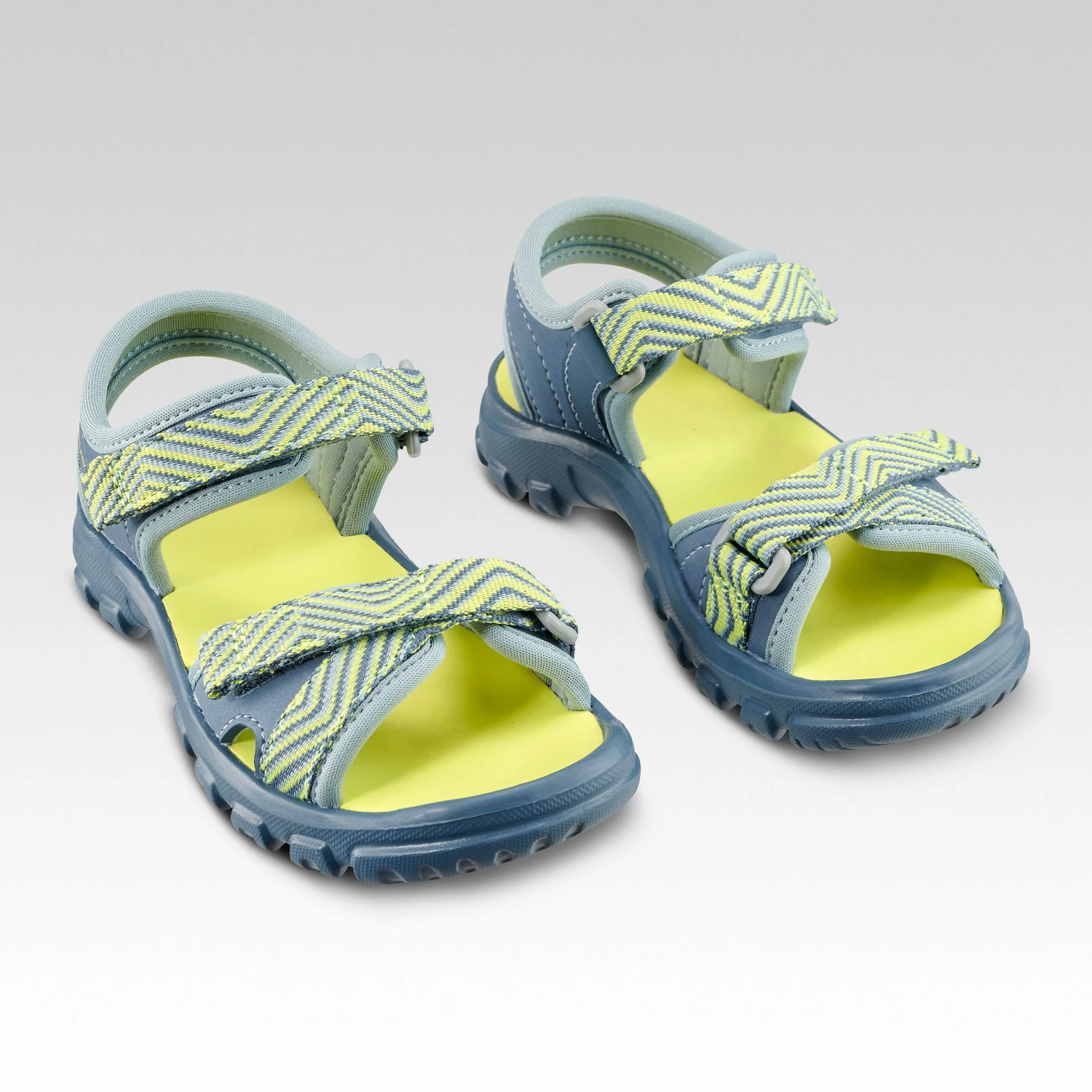 QUECHUA Hiking sandals MH100 KID blue and yellow Lime yellow/Blue grey 4 QUECHUA Hiking sandals MH100 KID blue and yellow Lime yellow/Blue grey - Image 4