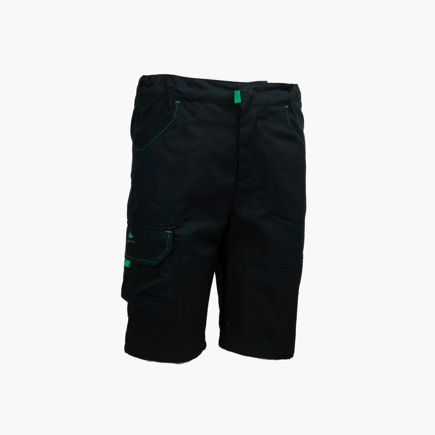 QUECHUA Boy's SHORTS MH500 KID Carbon grey/Malachite green 1 QUECHUA Boy's SHORTS MH500 KID Carbon grey/Malachite green