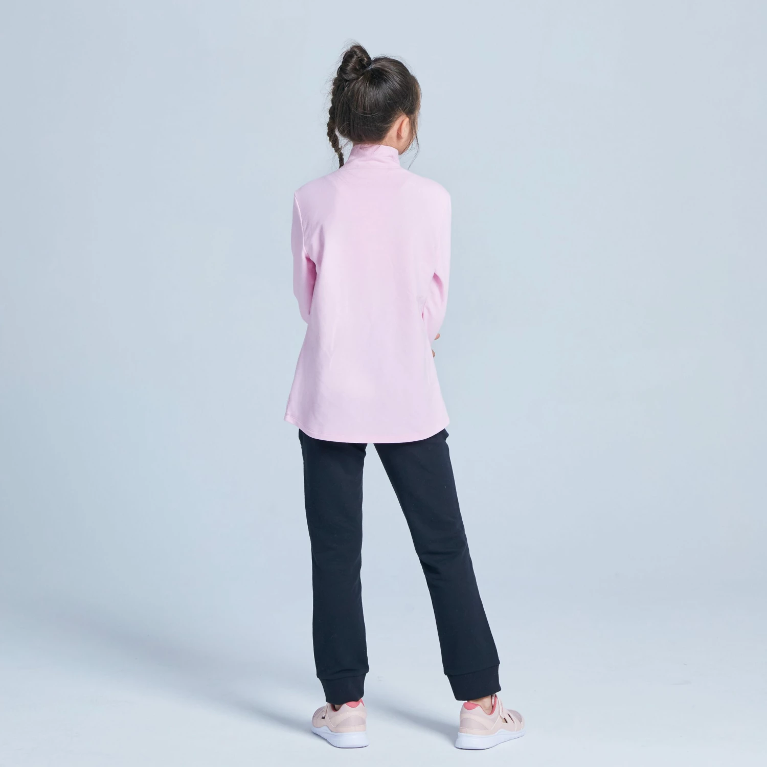 DOMYOS Girls' Warm French Terry Jogging Bottoms 100 BLACK/Snow white 5 DOMYOS Girls' Warm French Terry Jogging Bottoms 100 BLACK/Snow white - Image 5