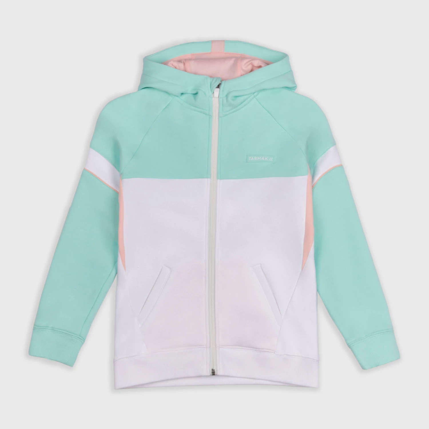 TARMAK Boys'/Girls' Basketball Jacket J500 Pale grey/BLACK 2 TARMAK Boys'/Girls' Basketball Jacket J500 Pale grey/BLACK - Image 2