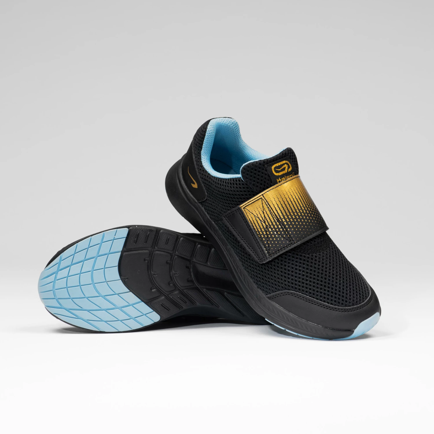 KALENJI KIDS' ATHLETICS SHOES BLACK/GOLD 3 KALENJI KIDS' ATHLETICS SHOES BLACK/GOLD - Image 3