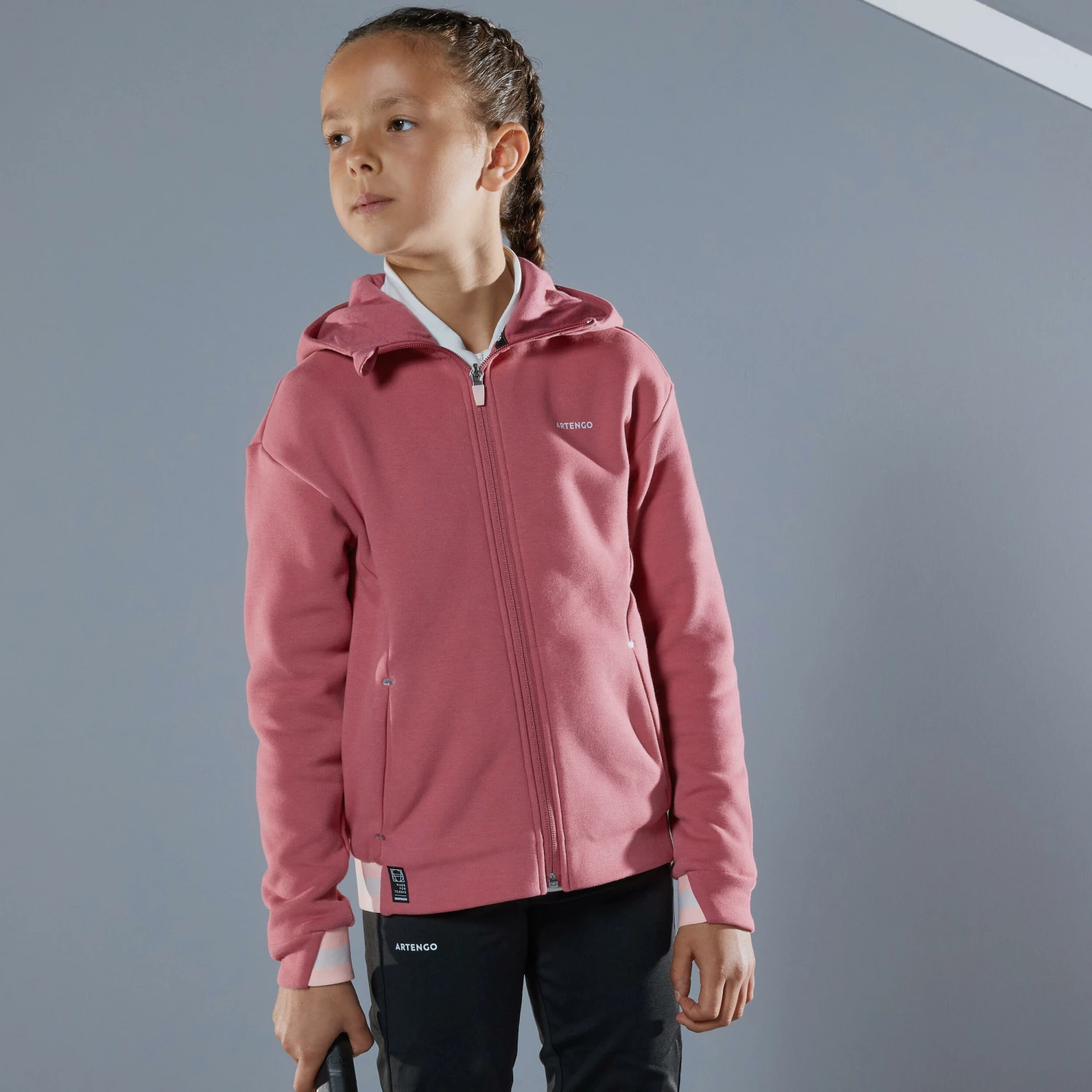 ARTENGO Girls' Thermal Jacket 500 OLD PINK/Fluo pale peach/Magnolia 3 ARTENGO Girls' Thermal Jacket 500 OLD PINK/Fluo pale peach/Magnolia - Image 3