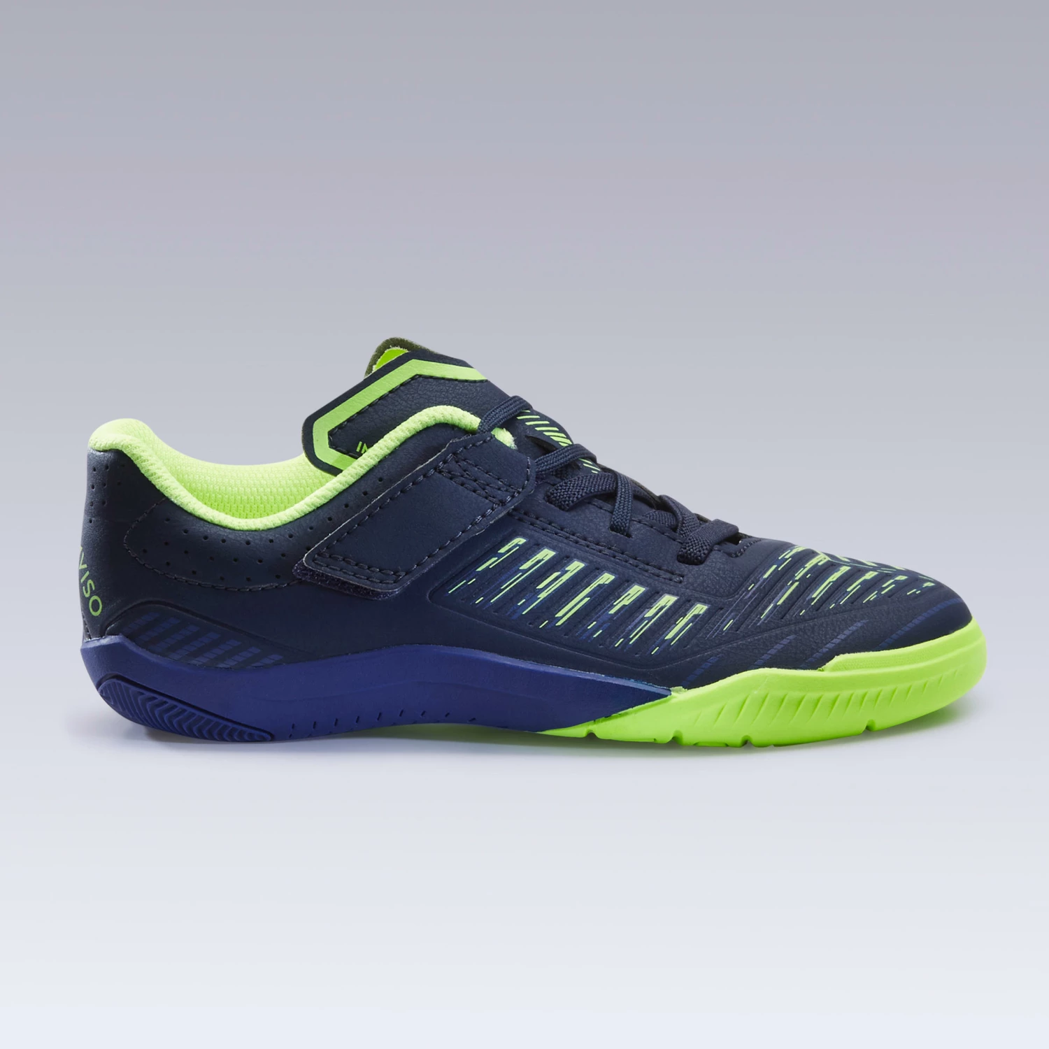 KIPSTA Kids' Futsal Shoes Ginka 500 Navy blue/Midnight indigo/Fluo lime yellow 3 KIPSTA Kids' Futsal Shoes Ginka 500 Navy blue/Midnight indigo/Fluo lime yellow - Image 3