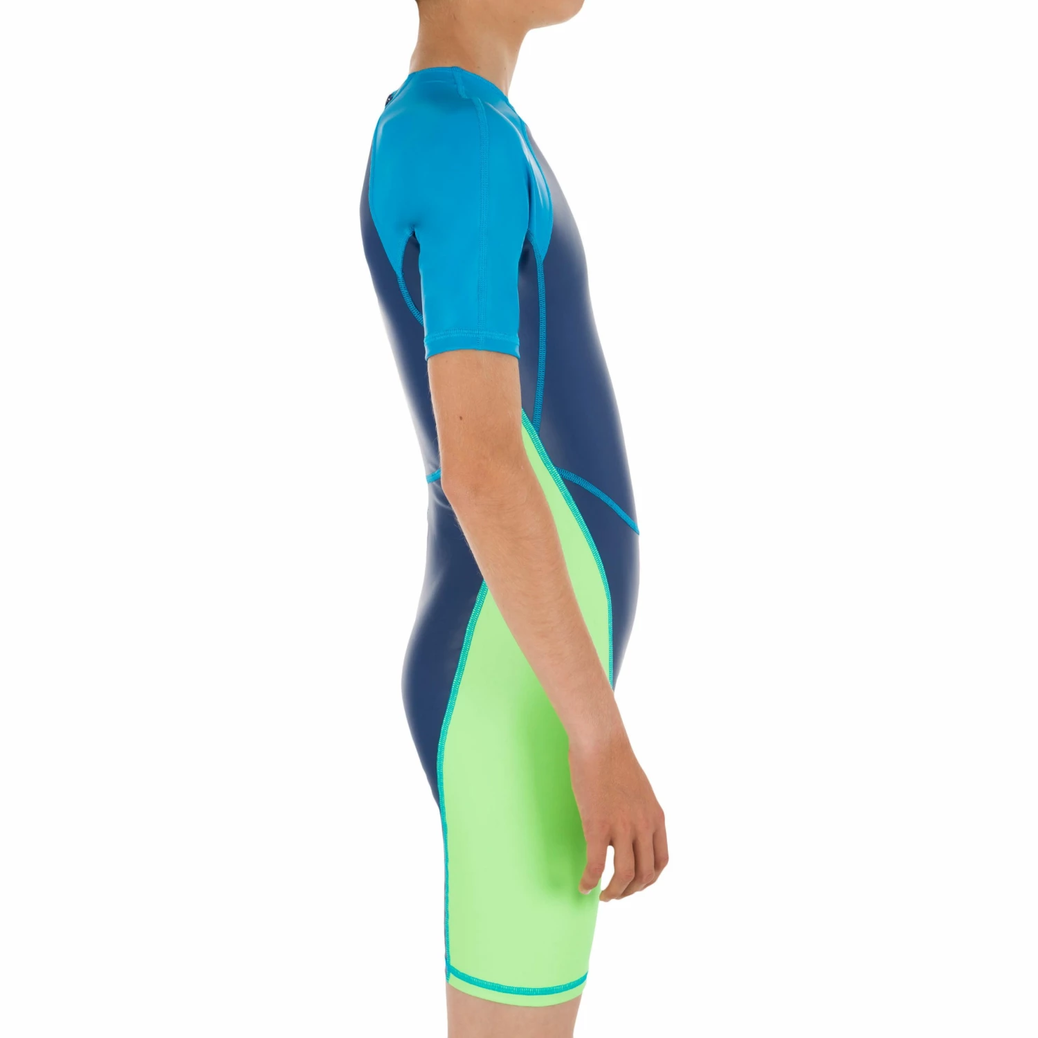NABAIJI BOYS' SWIMMING SHORTY SUIT KLOUPI 100 BLUE/Cyan/Fluo lime 4 NABAIJI BOYS' SWIMMING SHORTY SUIT KLOUPI 100 BLUE/Cyan/Fluo lime - Image 4