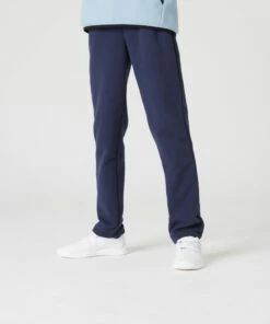 DOMYOS 100 Boys' Warm Fleecy Slim-Fit Gym Bottoms Navy blue
