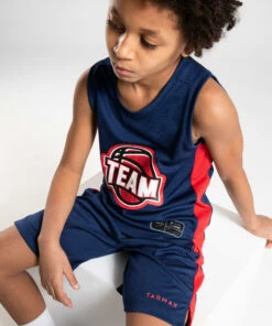TARMAK Boys'/Girls' Sleeveless Basketball Jersey T500 RED
