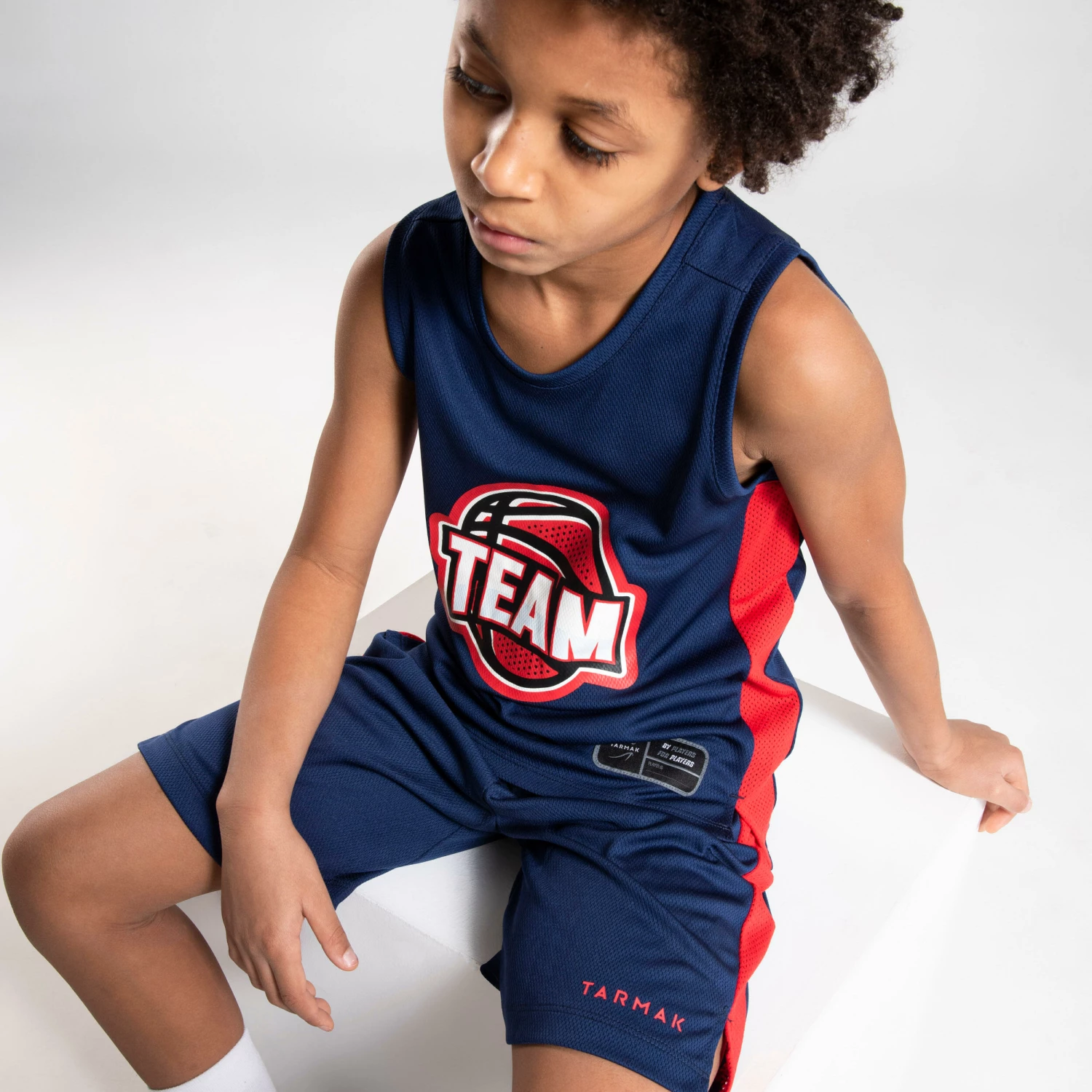 TARMAK Boys'/Girls' Sleeveless Basketball Jersey T500 RED 1 TARMAK Boys'/Girls' Sleeveless Basketball Jersey T500 RED