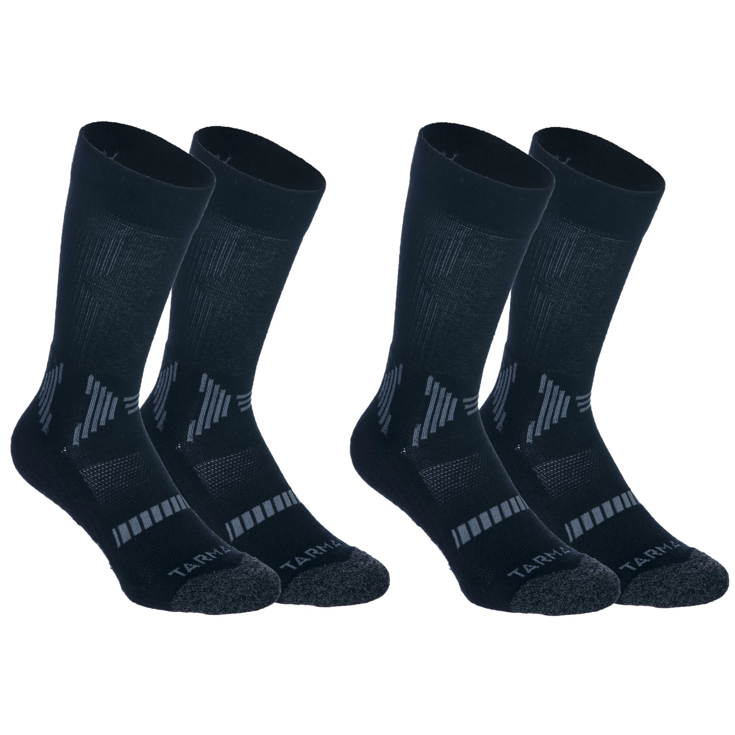 TARMAK Kids' Mid Basketball Socks For Intermediate Players Twin-Pack BLACK/Dark grey 2 TARMAK Kids' Mid Basketball Socks For Intermediate Players Twin-Pack BLACK/Dark grey - Image 2