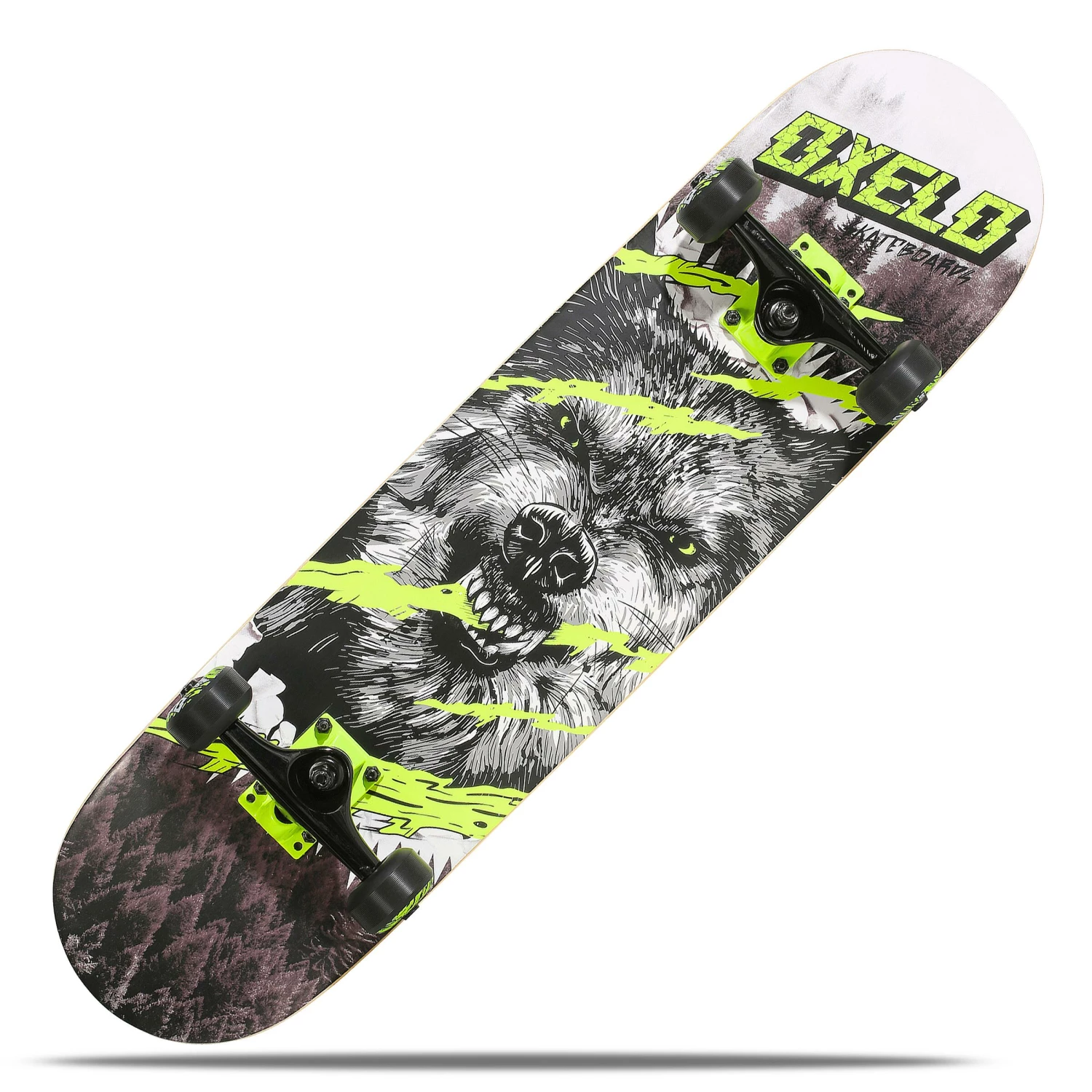 OXELO Kids' 8-12 Years Skateboard Mid 500 Wolf BLACK/Snow white 5 OXELO Kids' 8-12 Years Skateboard Mid 500 Wolf BLACK/Snow white - Image 5