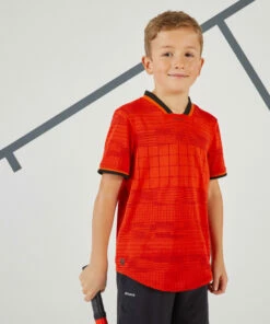 ARTENGO Men's Tennis T-Shirt TTS900 Bright tomato/BORDEAUX