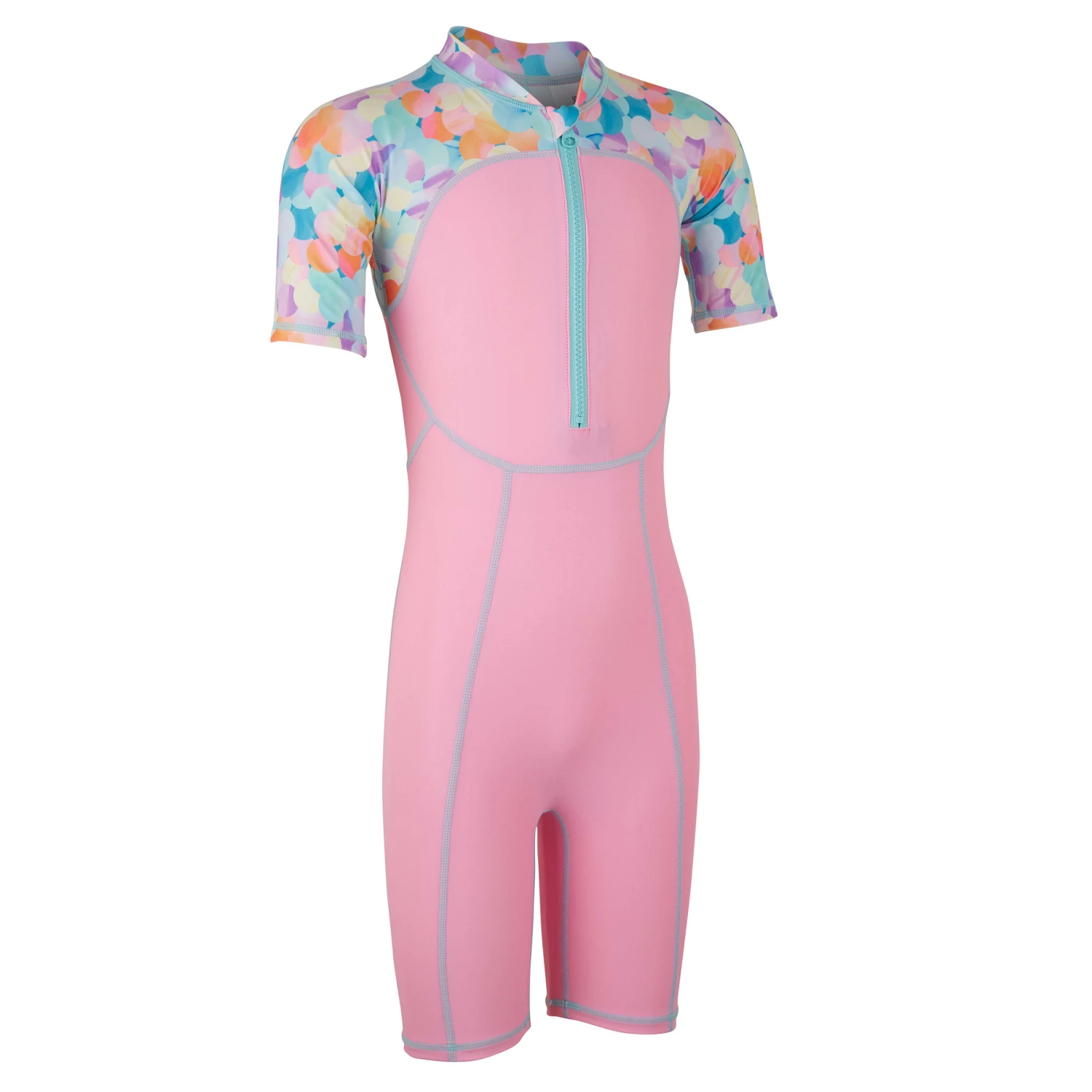 NABAIJI Pink print baby's short-sleeved shorty swimsuit Begonia pink/BLUE 1 NABAIJI Pink print baby's short-sleeved shorty swimsuit Begonia pink/BLUE