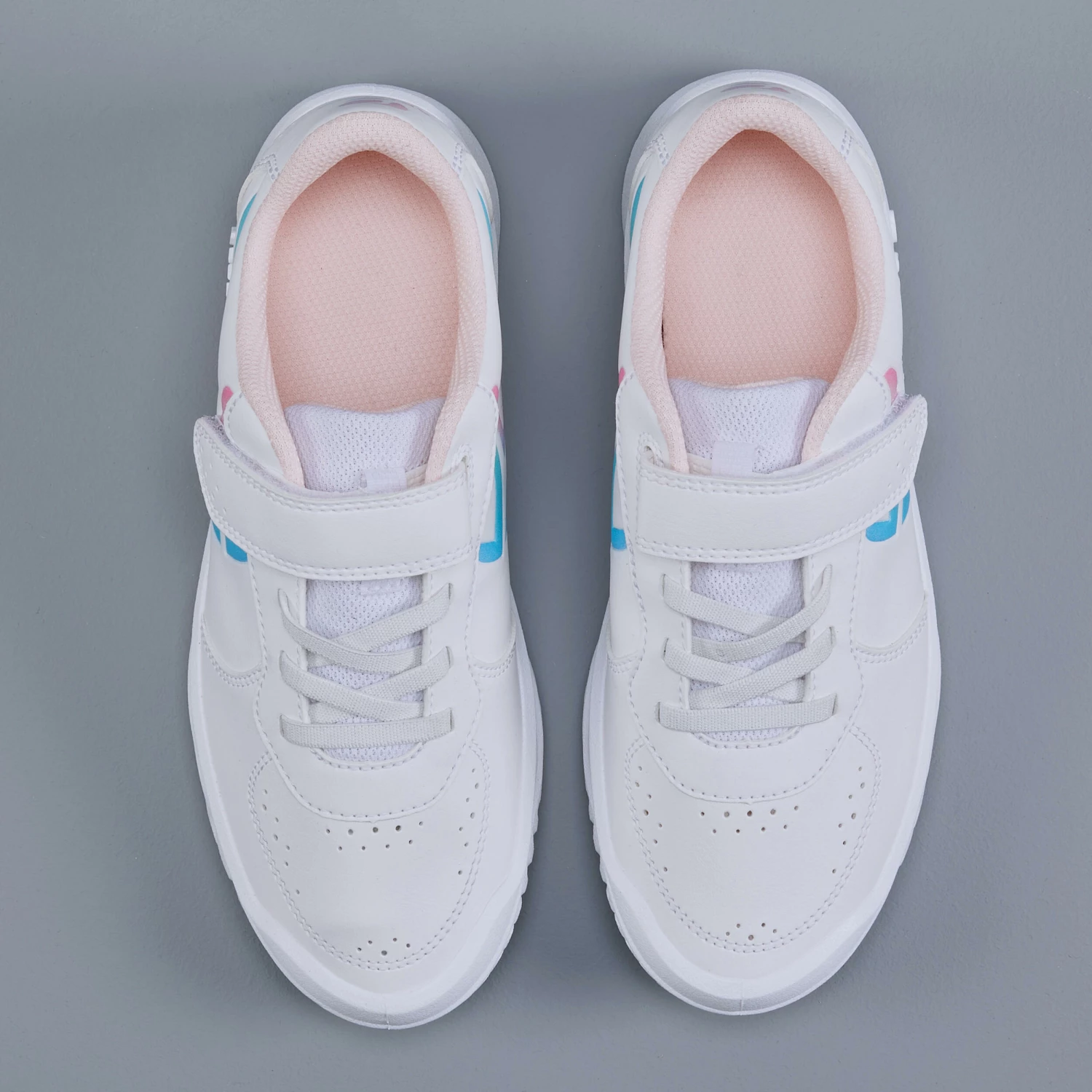 ARTENGO Kids' Tennis Shoes TS130 Snow white/Fluo pale peach 6 ARTENGO Kids' Tennis Shoes TS130 Snow white/Fluo pale peach - Image 6