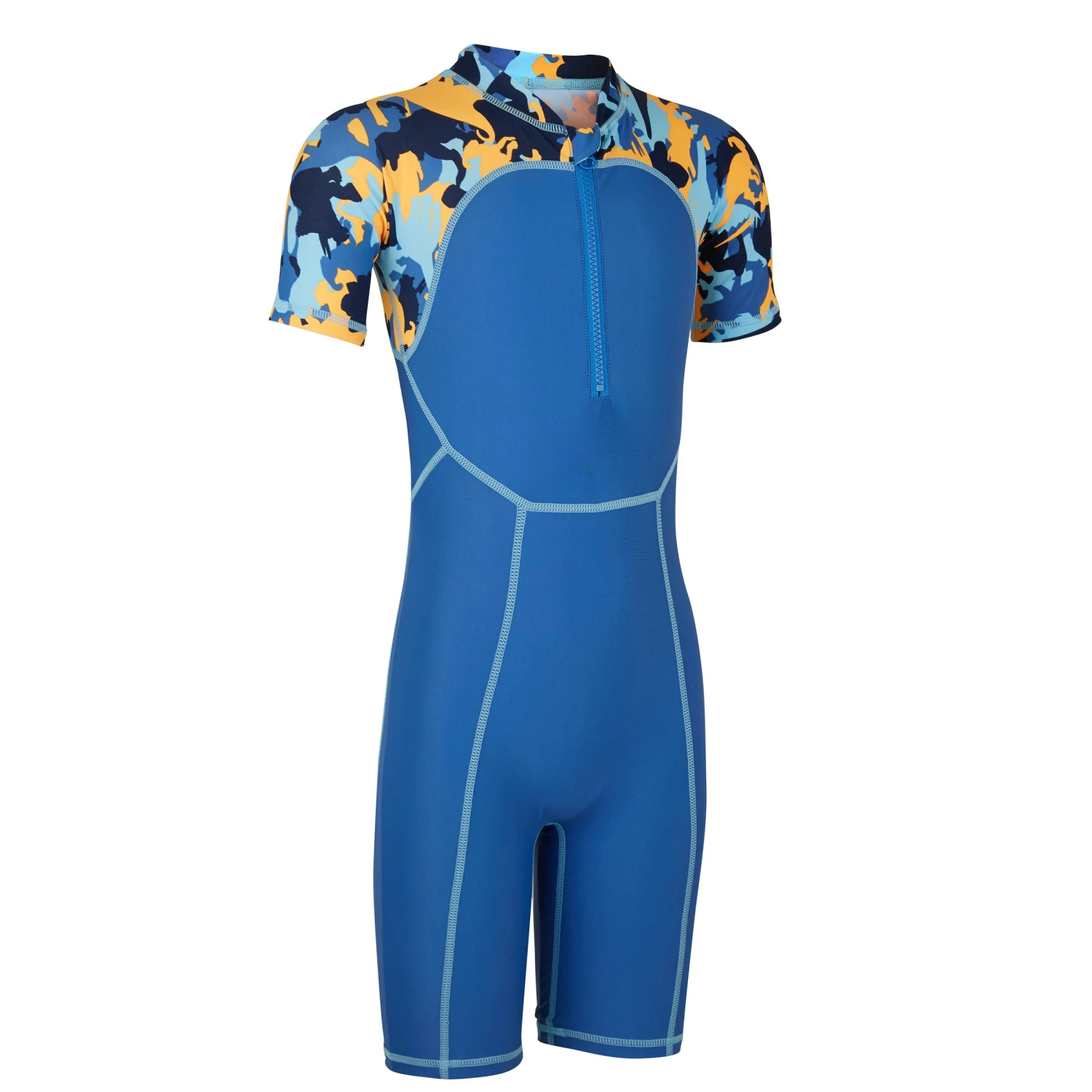 NABAIJI Blue print baby's short-sleeved shorty swimsuit BLUE/YELLOW 1 NABAIJI Blue print baby's short-sleeved shorty swimsuit BLUE/YELLOW