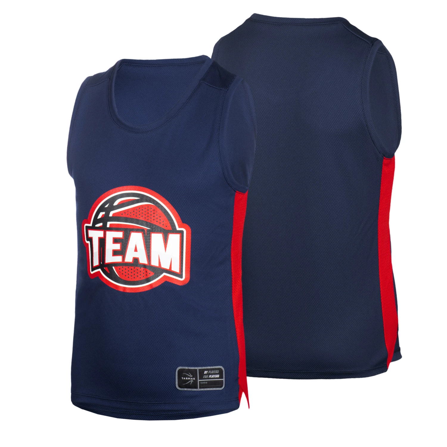 TARMAK Boys'/Girls' Sleeveless Basketball Jersey T500 RED 4 TARMAK Boys'/Girls' Sleeveless Basketball Jersey T500 RED - Image 4