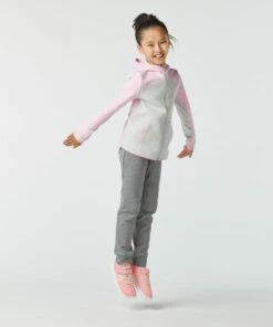 DOMYOS Kids' Zip-Up Hooded Sweatshirt LIGHT GREY/Light rose -Artengo Kids Online Store kecdc7a3f7d877efb5a6b891a14dfe0d2 scaled