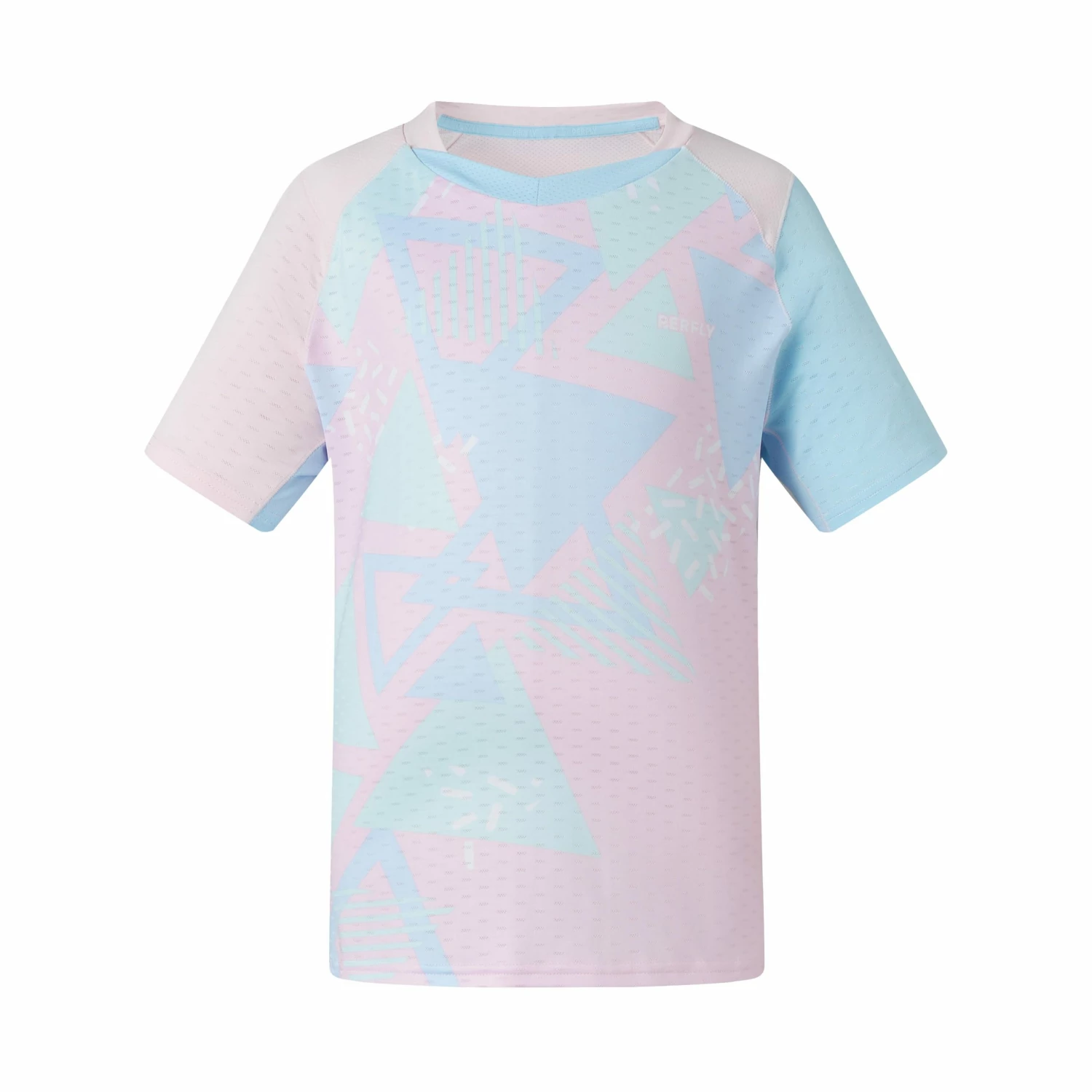PERFLY BADMINTON JUNIOR T SHIRT 560 PINK Light sky blue/Candyfloss 1 PERFLY BADMINTON JUNIOR T SHIRT 560 PINK Light sky blue/Candyfloss