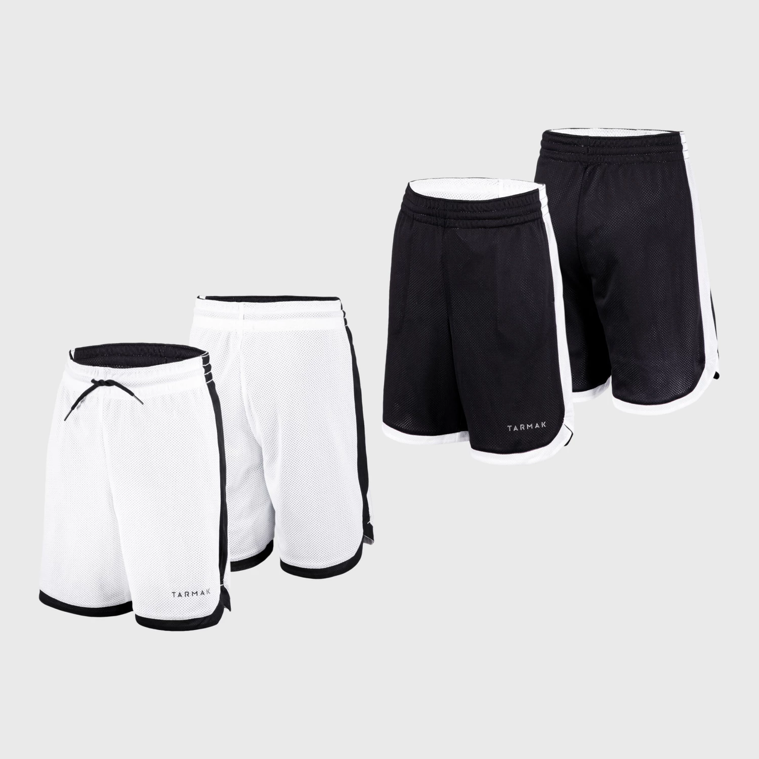 TARMAK Kids' Reversible Basketball Shorts SH500R BLACK/WHITE 6 TARMAK Kids' Reversible Basketball Shorts SH500R BLACK/WHITE - Image 6