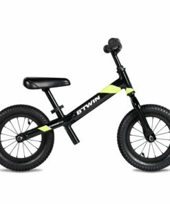 BTWIN 12" Run Ride 900 Black Balance Bike BLACK/Fluo lime yellow