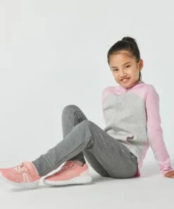 DOMYOS Kids' Zip-Up Hooded Sweatshirt LIGHT GREY/Light rose -Artengo Kids Online Store kf7f0fab4fe18367f31c4e4324be6b998 scaled