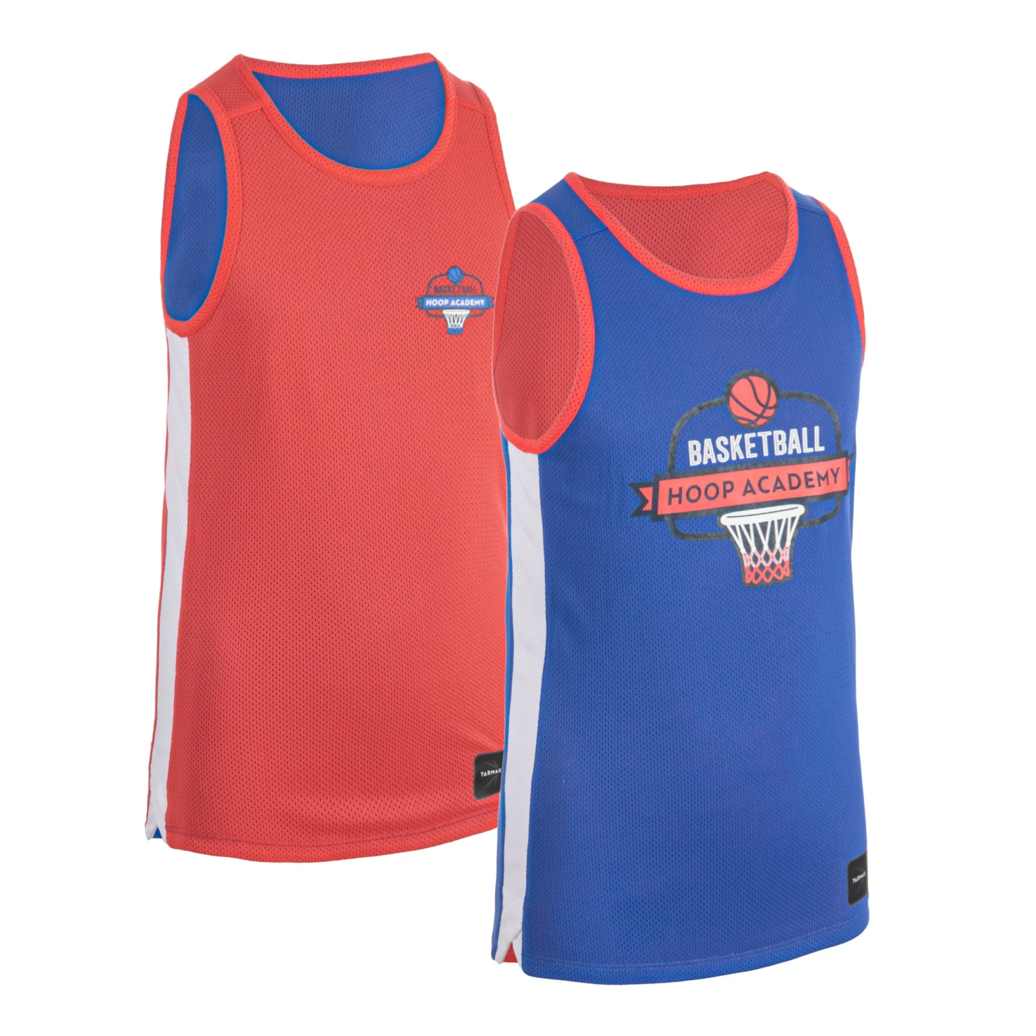 TARMAK Kids' Reversible Sleeveless Basketball Jersey T500R Indigo blue/Strawberry pink/Snow white 1 TARMAK Kids' Reversible Sleeveless Basketball Jersey T500R Indigo blue/Strawberry pink/Snow white